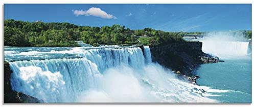 ARTland Wanddeko Glasbilder Wandbild Glas Bild einteilig 125x50 cm Querformat Natur Landschaft Wasserfall Niagara Fälle Dschungel Urwald Blau T5SG