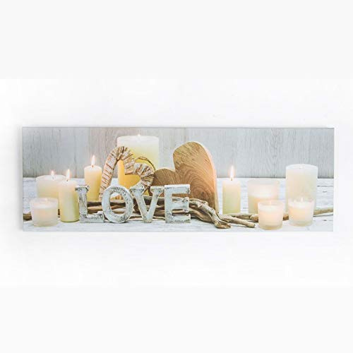 Art For The Home Love Led Printed Canvas - Neutral Wall Art - Photographic LED typography landscape design - Hang the wall - Feature design - perfect for most rooms at home