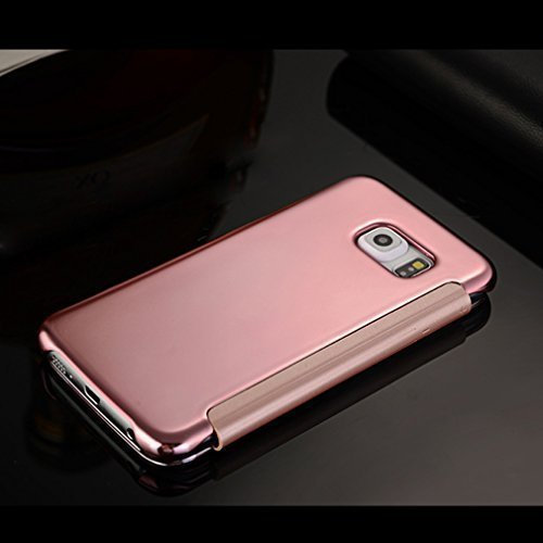 Spiegel Handy Case Flip Schutzhülle Etui f. Samsung Galaxy S6 Edge Rosa