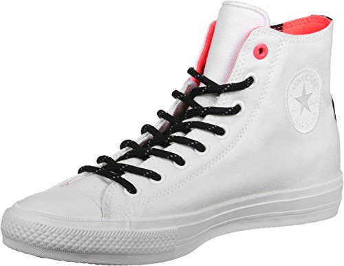 Converse 153534C Unisex Adults’ Hi-Top Trainers, White (Wei\U00df/Neon Rot Wei\U00df/Neon Rot), 6 UK