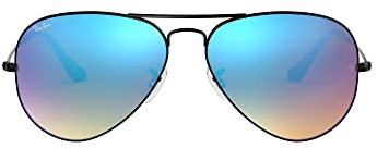 Ray Ban Unisex Sonnenbrille RB3025, Gr. Large (Herstellergröße: 55), Schwarz (Gestell: schwarz, Gläser: blau gradient, verspiegelt 002/4O)