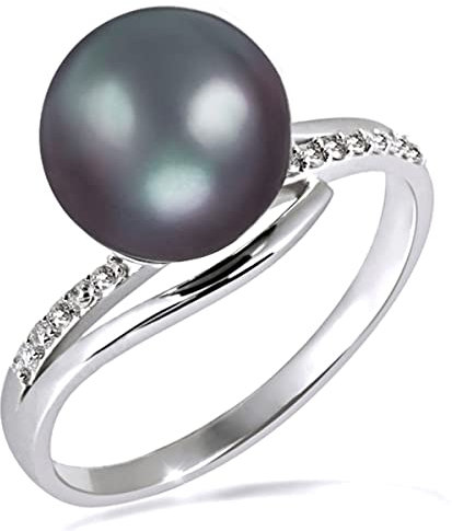 Goldmaid Damen-Ring Tahiti Perls 585 Weißgold 13 Diamanten 0,12 ct. 1 Tahiti Perle Gr. 56 Pe R5739WG56 Brillanten Diamantring Verlobung