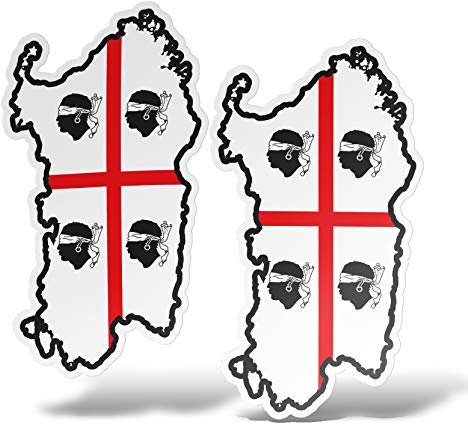 erreinge Aufkleber X2 Sardinien Italien Shaped Adhesive PVC für Abziehbild Tapete Auto Moto Helm Camper Laptop - 10 cm