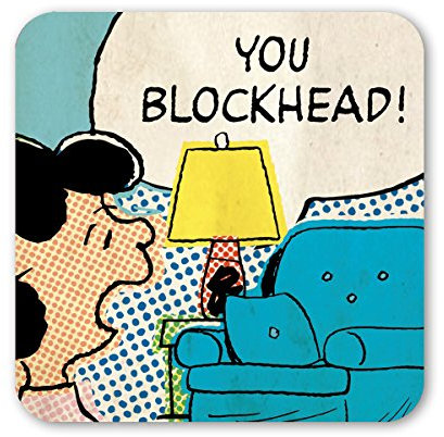 Logoshirt® Peanuts | Lucy I Blockhead I Untersetzer | Kork | 10x10cm | langlebiger Druck | Lizenziertes Originaldesign