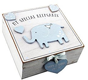 Petit Cheri MDF-Box, englischsprachiger Schriftzug My Special Keepsake, 16 cm x 16 cm, Blau