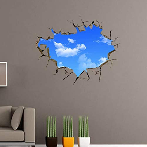 AUVS 3D- Selbstklebende Abnehmbaren Durchbrechen Die Mauer Vinyl Wandsticker/Wandgemälde Kunst Aufkleber Dekorateur ((Der Blaue Himmel Small (50cm x 70cm)))
