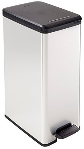 Curver Slim Line Stainless Steel Effect Deco Pedal Bin - 40L by Curver