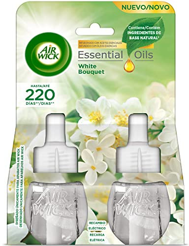 Air Wick Eléctrico - Recambios de Ambientador Automático Eléctrico, Esencia para Casa con Aroma a Flores Blancas (White Bouquet), 2 recambios