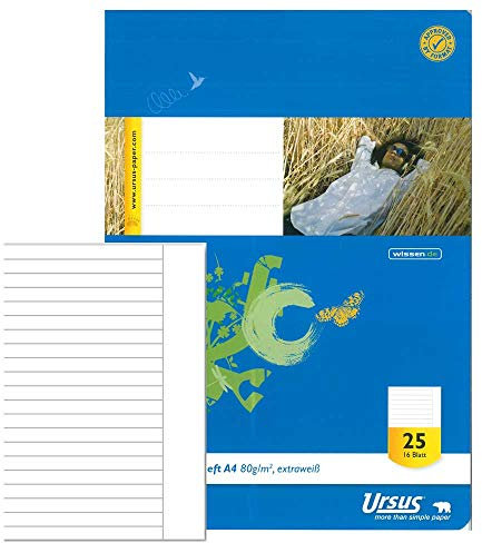 Ursus Basic 040416025 Chlorfrei - Hefte 20 Blatt A4 16 Blatt Lin25