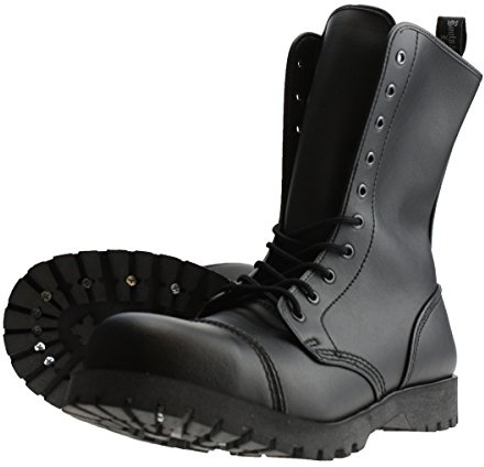 Boots & Braces - 10-Loch Stiefel Vegetarian (Vegi) Schwarz Größe 38 (UK4)