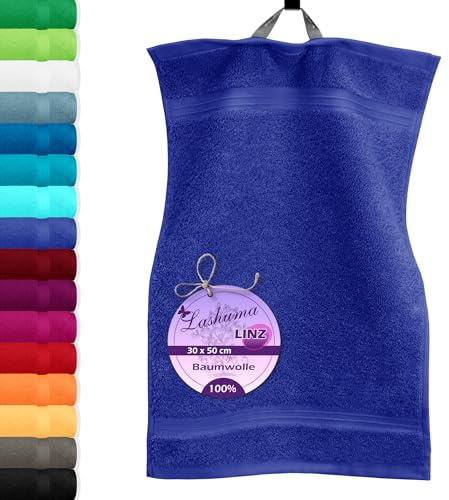 Lashuma kleines Handtuch Linz, Gästetuch Blau - Königsblau, Küchenhandtuch saugstark 30x50 cm