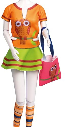 DRESS YOUR DOLL Mini Schneiderpuppe Nähset Anfänger Mit Stoff KLEINE EULE Modepuppen Kleidung Nähen Lernen für Kinder Kreatives Hobby für Zuhause ca. 30 x 39 cm Modedesign Puppe Fashion Design Kit