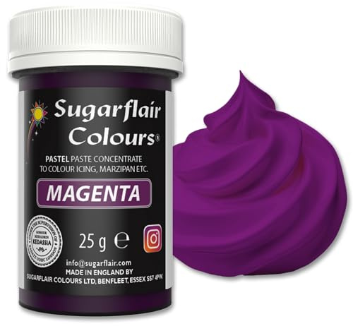 Sugarflair Magenta Food Colouring Paste 25g | Concentrated Magenta Food Dye for Fondant, Buttercream, Cake Decorating and More - Vegan, Kosher, Bake-Stable