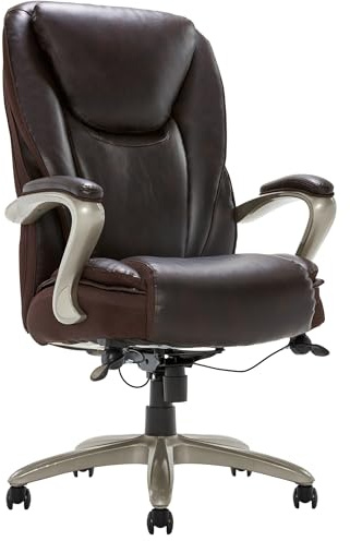 Serta® Smart Layers™ Hensley Big & Tall Ergonomic Bonded Leather High-Back Office Chair, Roasted Chestnut/Satin Nickel