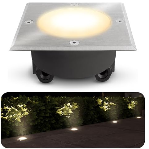 SSC-LUXon Bodeneinbaustrahler LED VIROK für Außen IP67 quadratisch mit Durchgangsverdrahtung - Strahler inkl GX53 LED 5W warmweiß 230V