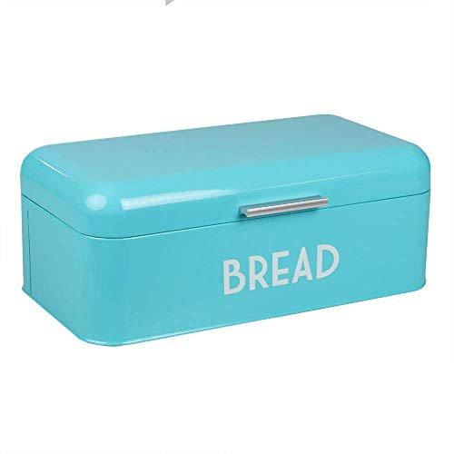 Home Basics Grove Brotbox für die Küche Theke Trockenfutter Vorratsbehälter Brotkasten Aufbewahrung Brotbrot Dinner Brötchen Gebäck Backwaren & mehr Retro Vintage Design Türkis