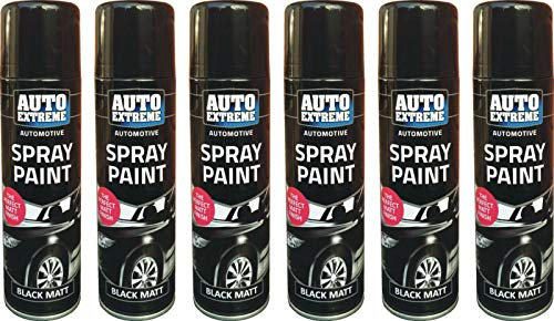 Black Matt Aerosol Spray Cans 250ml Car Auto Extreme Spray Paint (12)