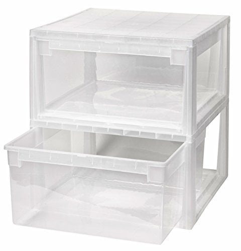 2 Stück Schubladenboxen mit Nutzvolumen 23 Liter pro Box. Passend für z.B. Shirts, Hemden, Wäsche, Papier, etc. Maße pro Box: 39,6 x 39 x 21,3 cm