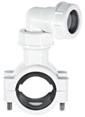 McAlpine CLAMP1WH Pipe Clamp 1.25/1.5 with Bent Connector for 19/23mm Rigid and 25mm Flexible Pipe