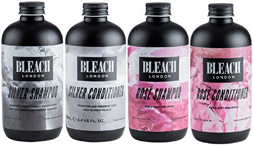 (4 Stück) Bleichen London Rose Shampoo X 250 ml & Bleichen London Rose Klimaanlage X 250 ml & Bleichen London Silber Shampoo X 250 ml & Bleichen London Silber Klimaanlage X 250 ml