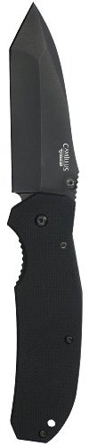 Camillus Tanto Klappmesser, 8,9 cm Carbonitride Titanium VG-10 Stahlklinge, G-10 Griff, schwarz, 21 cm