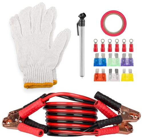 Stalwart Roadside Emergency Car Kit - 30-Piece Road Trip Essentials Tool Set with Jumper Cables and Carrying Case for Car, Truck, or RV by