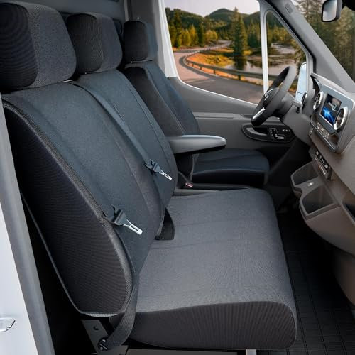 Walser Transporter Sitzbezüge Auto für Opel Vivaro, Renault Traffic, Einzel/Doppelbank, Sitzbezüge aus Stoff, Sitzschoner, Sitzauflagen Set für Van