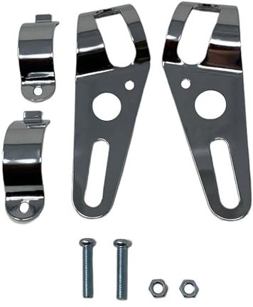 Coppia Cromato Universale Forcella Supporto Supporti Faro Per 36mm A 49mm Forcelle