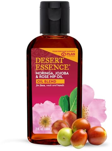 Desert Essence Moringa, Jojoba & Rose Hip Oil Refreshing & Rejuvenating Skin Restoration - Nutrient-Rich Vitamin Blend For Face, Neck, Body & Hands - Vegan, Non-GMO, Gluten-Free, Cruelty-Free - 2oz