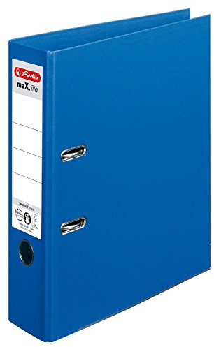 Herlitz Spiralblock, 3 Aktenordner max. file protect plus Polypropylen INT/EXT-Rücken 80 mm blau