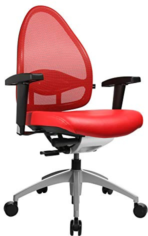 Topstar Open Base 10, Design- und Komfort-Drehstuhl, Bürostuhl, Schreibtischstuhl, inkl. Armlehnen, rot
