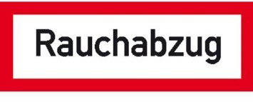 Indigos UG Aufkleber Hinweisschild Brandschutz Rauchabzug - 14,8x5,2 cm - selbstklebender Sicherheits Aufkleber für Tür oder Wand - Warnschild für Gebäude, Hotel, Büro, Firma, Haus, Praxis