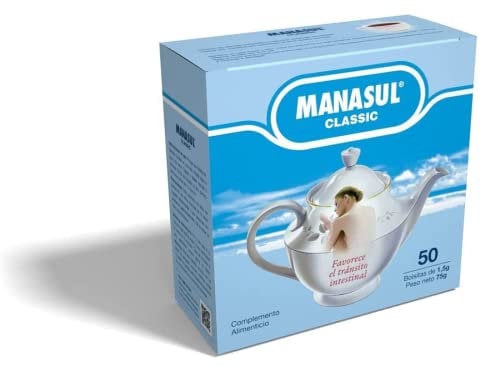 MANASUL classique - Infusion au Sen laxatif, mélisse, menthe, réglisse et d'anis, 100% naturels sans conservateurs ni additifs. Boîte de 50 sachets.