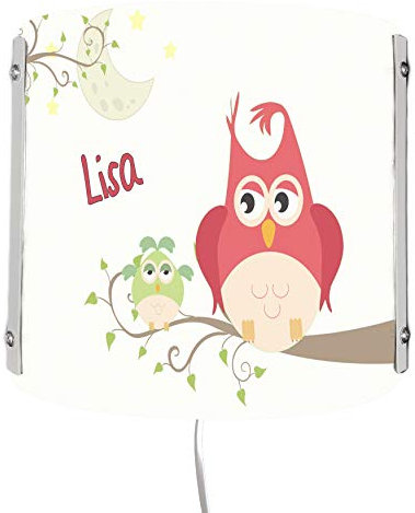 CreaDesign WA-1025, Eule Mama, Kinderzimmer Wandlampe personalisiert mit Namen, Nachtlicht/Schlummerlicht für Steckdose, E14, 22 x 22,5 x 8,5 cm