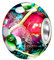 Andante-Stones 925 Sterling Silber Glas Bead Charm Sealife (Weinrot mit weißen Blumen) Element Kugel für European Beads + Organzasäckchen