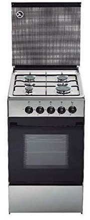 Cocina de gas butano/natural Haltra P4-FX, 4 quemadores, Horno, acabado Inox