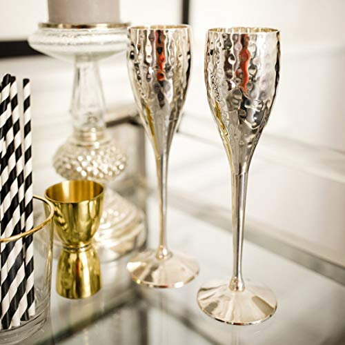 Culinary Concepts London Pair of Silver-Plated Hammered Champagne Goblets
