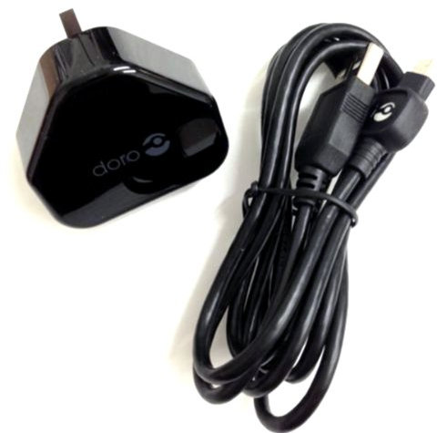 Doro 338, 345GSM, 506, 510, 515, 520, 605, 606, 607, 610, 611, 612, 621, 622, 715, 740, 810 Genuine Mains Wall Charger With Original USB Cable (Charge & Sync)