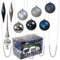 Julido Weihnachtskugeln Kunststoff 130 Stück, Christbaumkugeln Silber und Stahlblau, Weihnachtsbaum Deko glänzend, glitzernd und matt