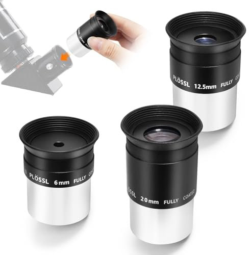 Astromania Plossl Teleskop Okular-Set mit 4 Elementen, Plossl-Design, Gewinde für Standard-Astronomie-Filter, 3,25 cm, 6 mm, 12,5 mm, 20 mm