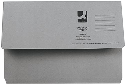 Q-Connect Document Wallet Foolscap Grey (Pack of 50)
