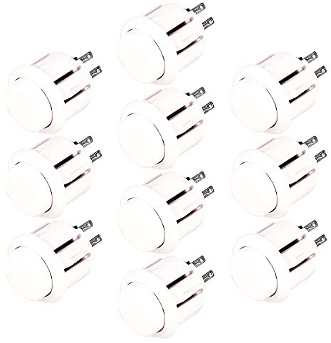 EG STARTS 10x 24mm Pulsante Microinterruttore incorporato Sostituisci per Sanwa Pulsanti OBSF-24 Arcade Joystick Mame Jamma Giochi Parti Bianco