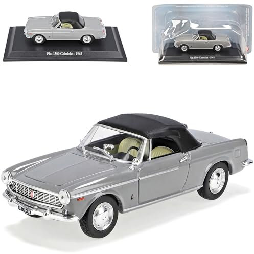 Unbekannt FIAT 1500 Cabriolet Cabrio Grau 1963 Soft Top 1/43 De Agostini Modell Auto Modellauto