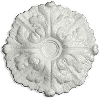 DECOSA Rosette Daphne, weiß, 6 Stück à Ø 22 cm - Stuckrosette aus Styropor - individualisierbare Deckenrosette