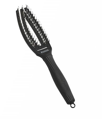 Olivia Garden Fingerbrush Care Iconic - Small - Schwarz - Detangler Bürste mit Wildschweinborsten & Nylon für gesundes und glänzendes Haar
