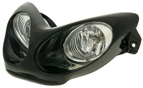 Scheinwerfer Doppeloptik Halogen schwarz für Yamaha Aerox 50 Cat. (03-12)