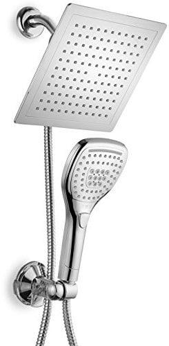 DreamSpa® Ultra-Luxury 9 Rainfall Shower Head/Handheld Combo. Convenient Push-Button Flow Control Button for Easy one-Handed Operation. Switch Flow Settings with The Same Hand! Premium Chrome