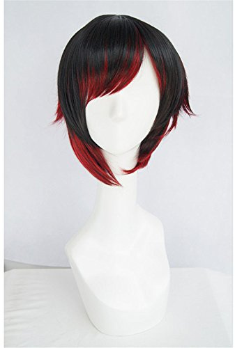 LanTing Cosplay Perücke RWBY Red Trailer Ruby Rose black red Cosplay Party Fashion Anime Human Costume Full wigs Synthetic Haar Heat Resistant Fiber