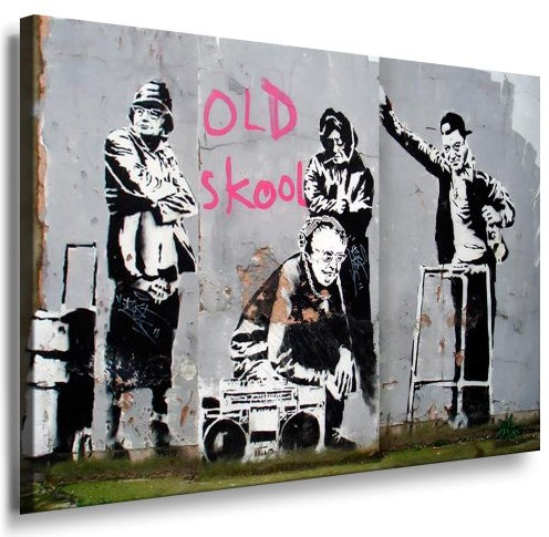 Banksy Graffiti Street Art Leinwand Bild 100x70cm - Leinwandbild fertig auf Keilrahmen - Kunstdrucke, Leinwandbilder, Wandbilder, Poster, Gemälde, Pop Art Deko Kunst Bilder
