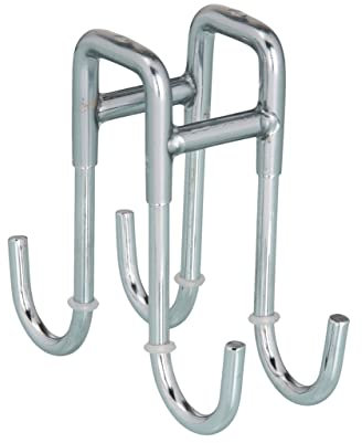 WENKO Crochet double pour porte de douche acier inox, Acier inoxydable, 8.5 x 8.3 x 3.5 cm, Brillant